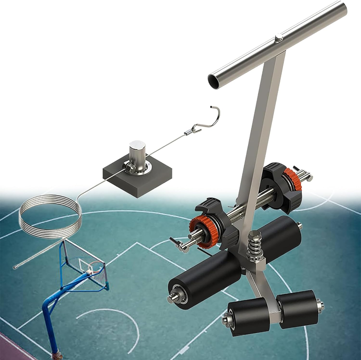 Basketball Court Line Striping Machine - 80cm Marking Kit for Courts, Warehouses & Parking Lots, Hand-Push Floor Marking Tool, Road Warning & Circle Drawing Kit