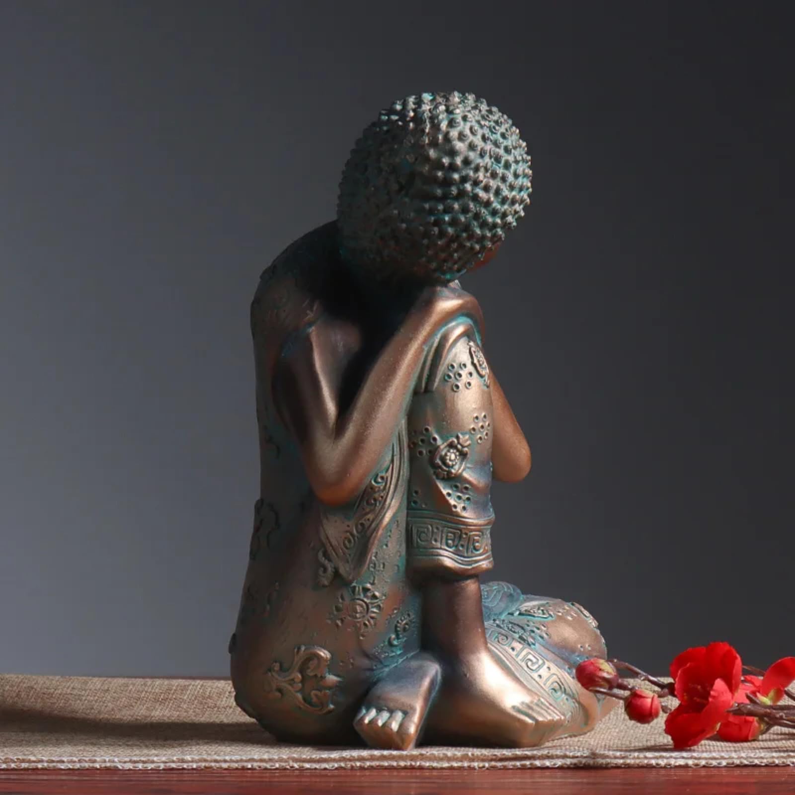 Statua di Buddha reclinabile in bronzo, 22 cm, per ingresso soggiorno, esposizione religiosa e ornamento Feng Shui
