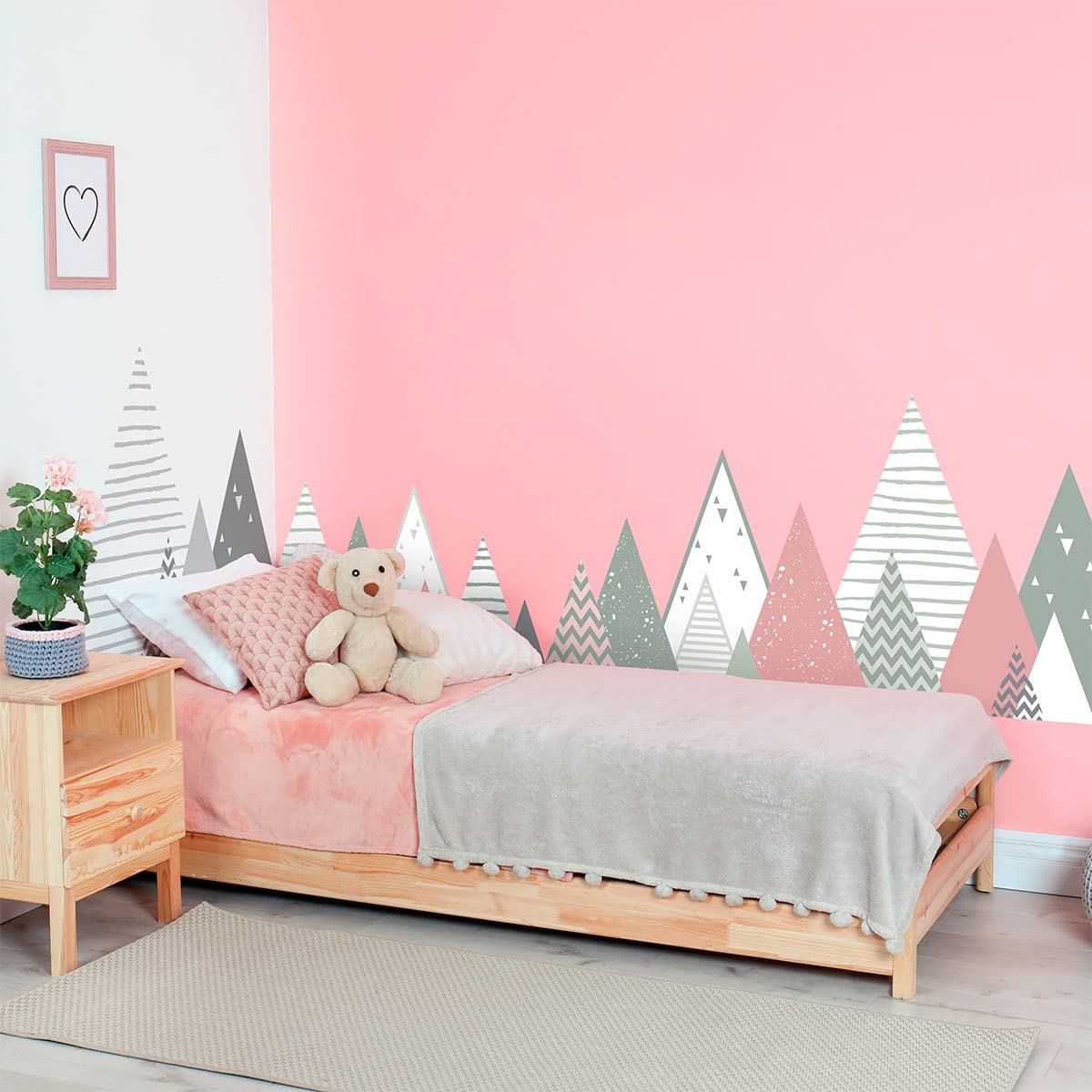 Stickers muraux enfant montagnes scandinaves Tyka H60xL100 cm