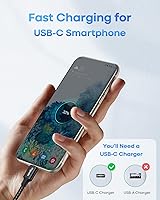 Vista 3 de etguuds Cable largo USB C a USB C [20 pies, 1 unidad], cable de carga USB 2.0 tipo C a tipo C, cable trenzado de nailon, para Samsung Galaxy, Note