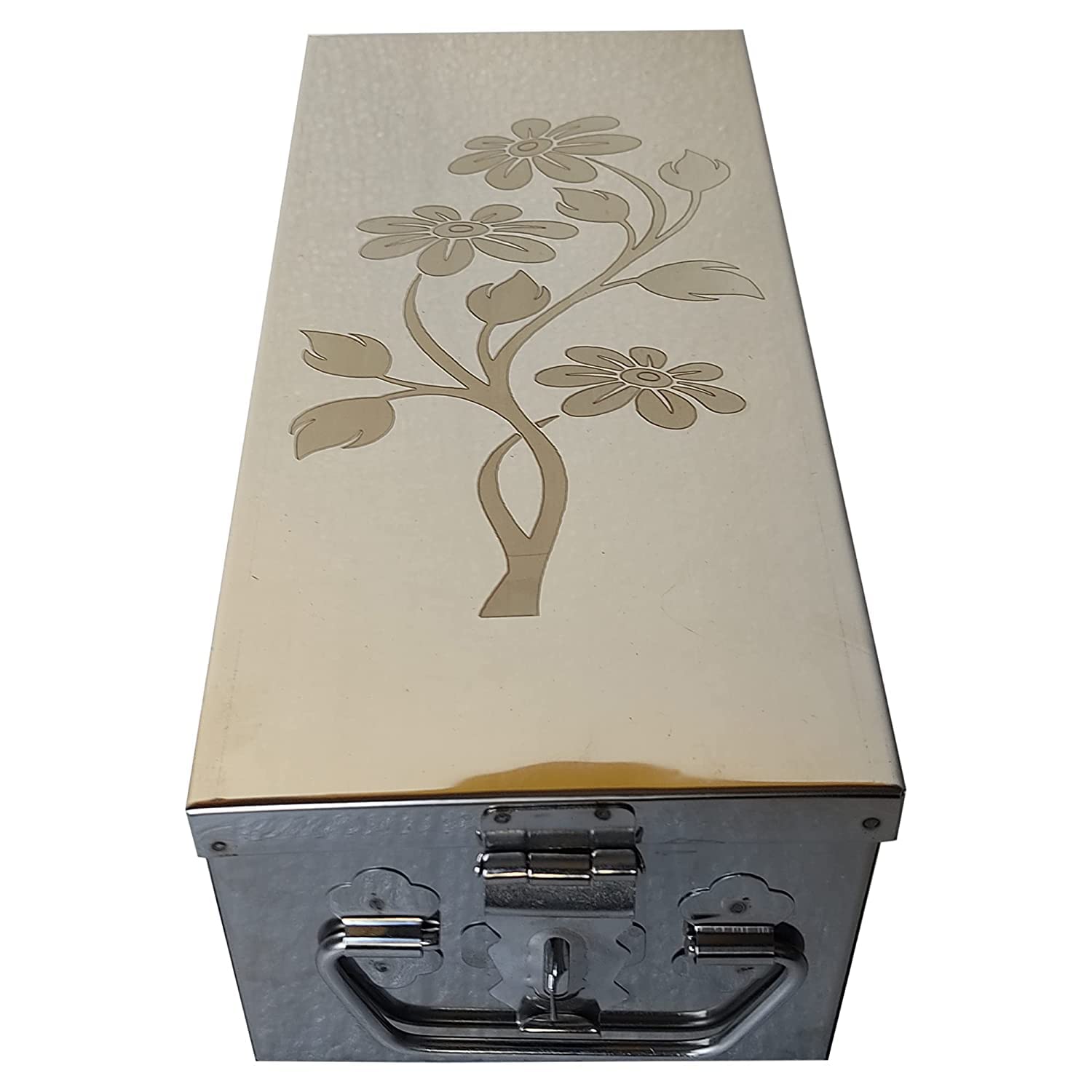 See full amazon price history chart for GinoSet Stainless Steel Locker Boxes Jewellery Boxes Cash Peti Size - 8 Inch With Laser Printed Design (Steel) (8 X 4 X 3.2 INCH) (flower small) GinoSet Stainless Steel Locker Boxes Jewellery Boxes Cash Peti Size - 8 Inch With Laser Printed Design (Steel) (8 X 4 X 3.2 INCH) (flower small) (B0BR4F8576) Amazon Price History, Amazon Price Tracker