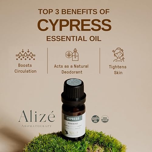 Miniatura 3 de Aceite esencial de ciprés orgánico certificado por USDA, grado terapéutico, 100% natural y puro, aceite de ciprés para la piel, depilación, para