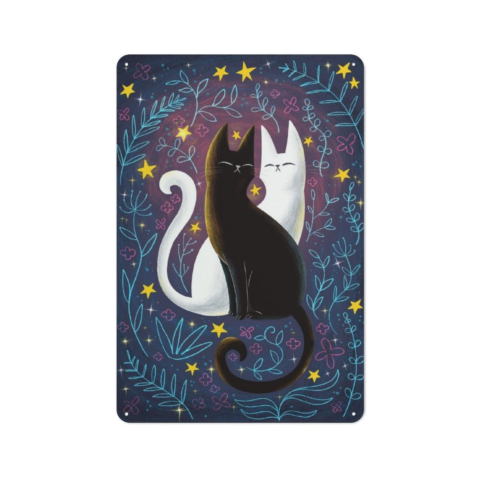 Junmoney Universe Of Cats Vintage Printed Metal Sign 30X20cm For Workshop Wall, A Decorative Gift For A Newly Furnished Workshop