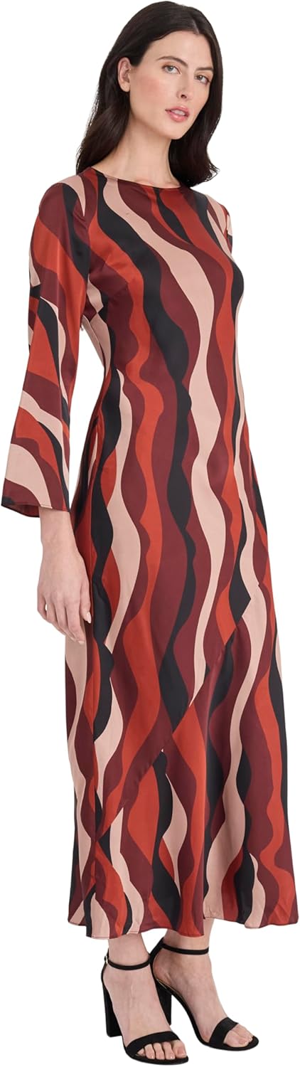 Donna Morgan Womens Long Sleeve Geometric Print Maxi Shift Dress - Casual Day Dresses - Image 3
