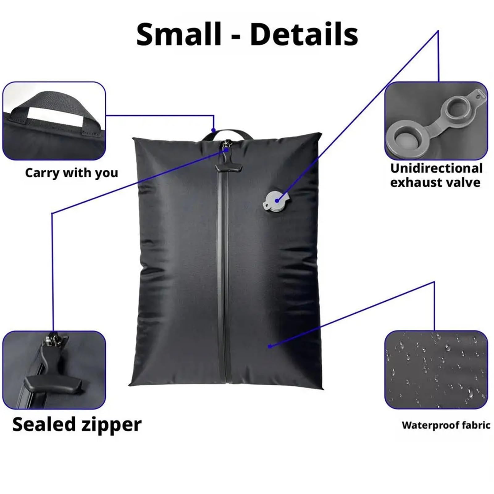 Bolsas de Compresión al Vacío Bolsas de compresión | For viajes, bolsas impermeables de almacenamiento al vacío for ropa, ahorrador de espacio con bomba manual(B)