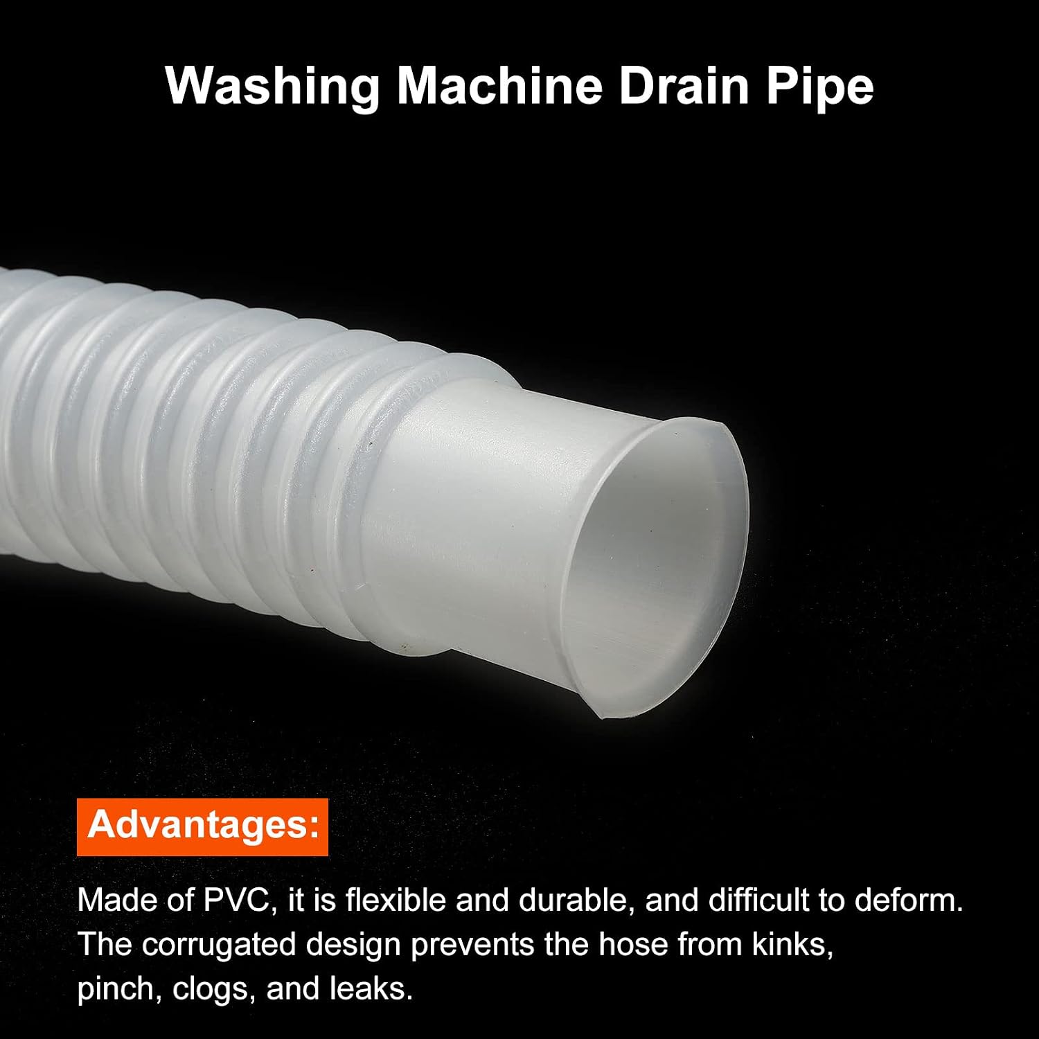 MECCANIXITY Washing Machine Drain Hose 1.7Ft PVC Extension Inner Connecting Pipe Translucent Corrugated Flexible Internal Hose for Washer