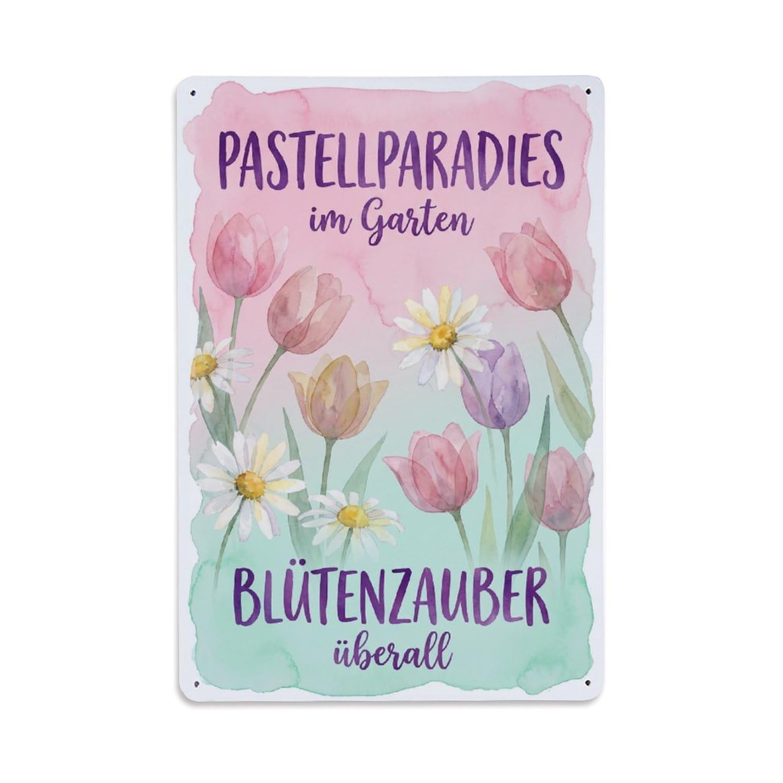 Vintage Funny Garden Pastel Paradise Rustic Gate Refined Metal Tin Sign Plaque Wall Decor for Cafe, Club Bar, Office, Garden Metal Poster 8x12Inch