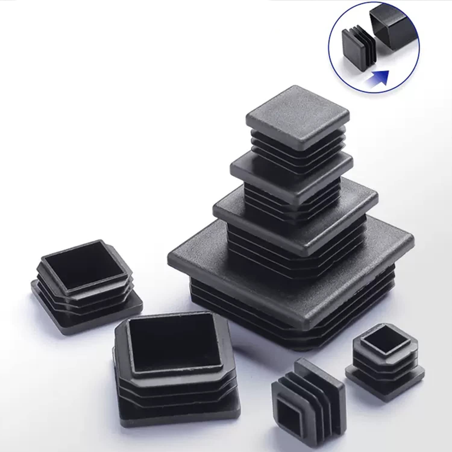 Tappi Terminali Rettangolari In Plastica Per Tubi – Chiusure Per Piedini Di Sedie E Mobili – Varie Misure 10mm-160mm - Foto 2