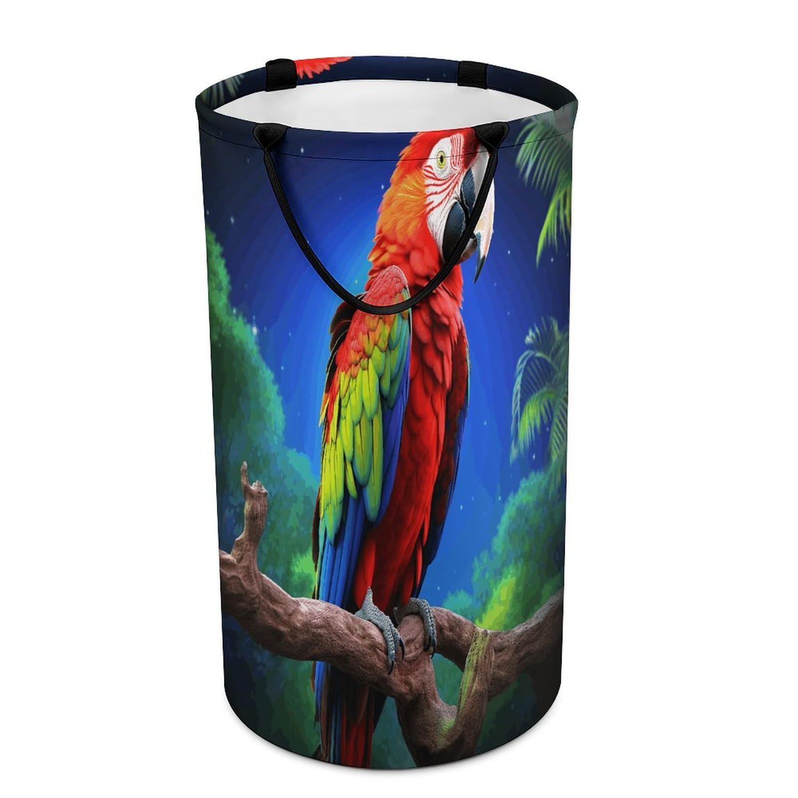 Parrot Laundry Basket Waterproof And Moisture-Proof Storage Bins Collapsible Round Laundry Hamper Perfect for Toys, Clothes And Sundries