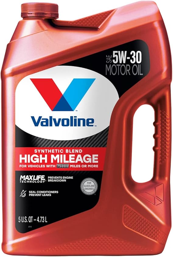 Synthetic Blend Oil Valvoline High Mileage with MaxLife Technology SAE 5W-30 Syn&hellip;