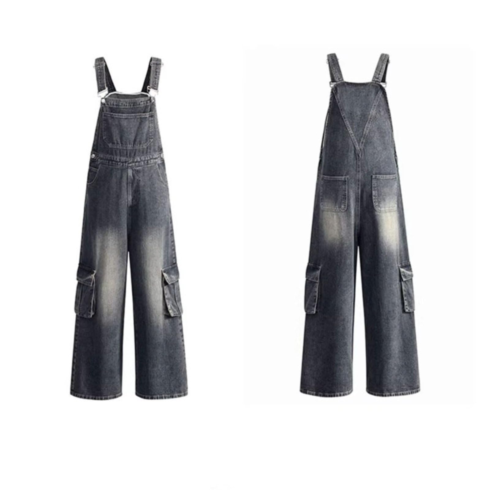 Damskie Kombinezony Jeansowe W Stylu Vintage O LuźNym Kroju Modny ChłOpak Z Prostymi Nogawkami DżInsowy Kombinezon