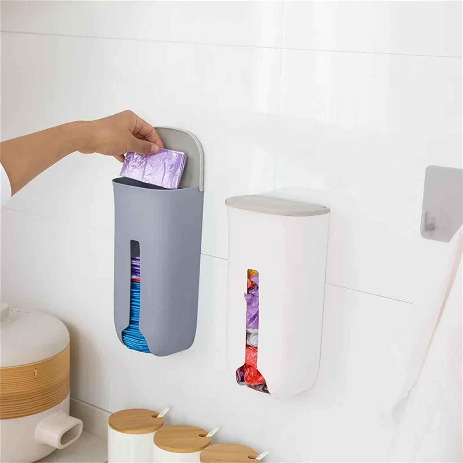 Dispensador De Bolsas De Basura Dispensador de Bolsas de plástico extraíbles for Cocina, Soporte de Bolsillo for Basura, Organizador de Ahorro de Bolsas de Basura rellenables, 2 uds.(Grey)