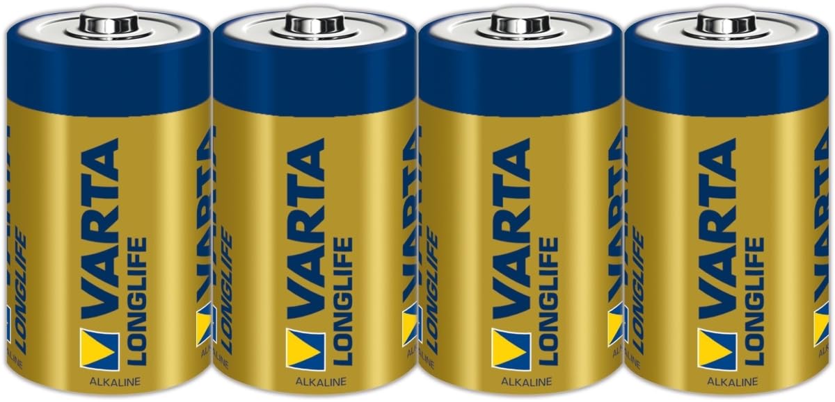 VARTA Batterien D Mono, 4 Stück, Longlife, Alkaline, 1,5V, ideal für Fernbedienungen, Wecker, Radios, Made in Germany