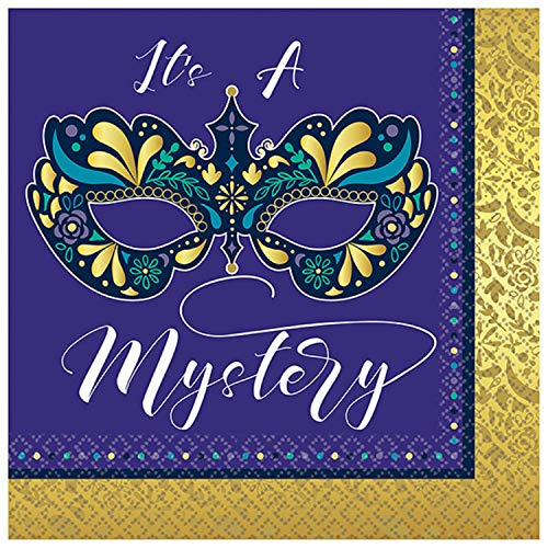 Serviettes It's A Mystery Stamp lot de 16 pour animer vos repas d'anniversaire et buffets