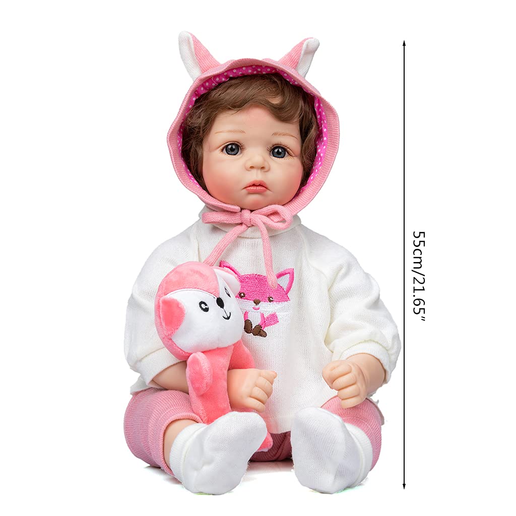 21-Zoll Schlafpuppe für Actionfiguren, Interaktionsspielzeug, bequem gefüllt, für kaukasische, niedliche Puppen mit Augen – Baby Puppen, Silikon Ganzkörper für Anfänger, die wie