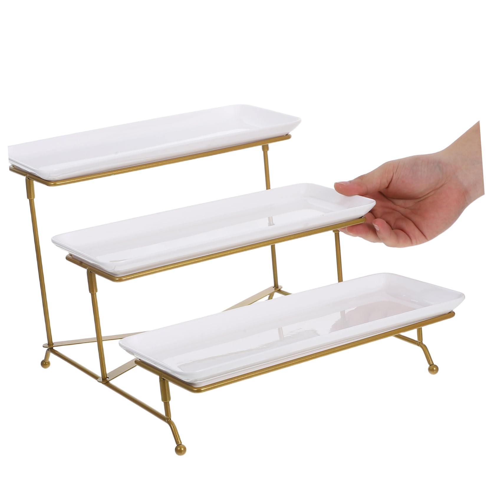 Bandejas para Comida,Bandeja Blanca Servir,Expositor de postres Que Ahorra Espacio Pasteles,Aperitivos y Dulces,Ideal Fiestas,Bodas bufés.