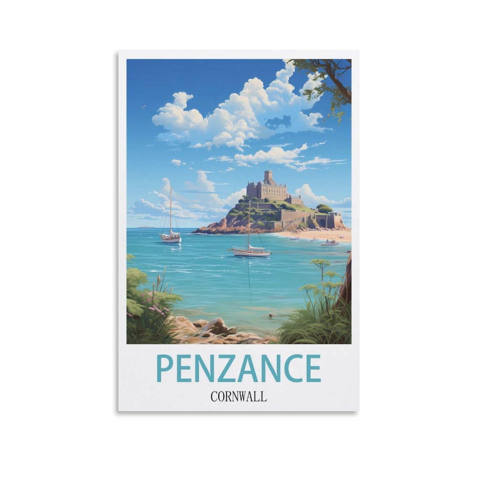Vintage Metal Tin Signs Penzance Cornwall Metal Wall Art Bar Sign for Kitchen Pubs Coffee Metal Wall Decoration 20x30cm