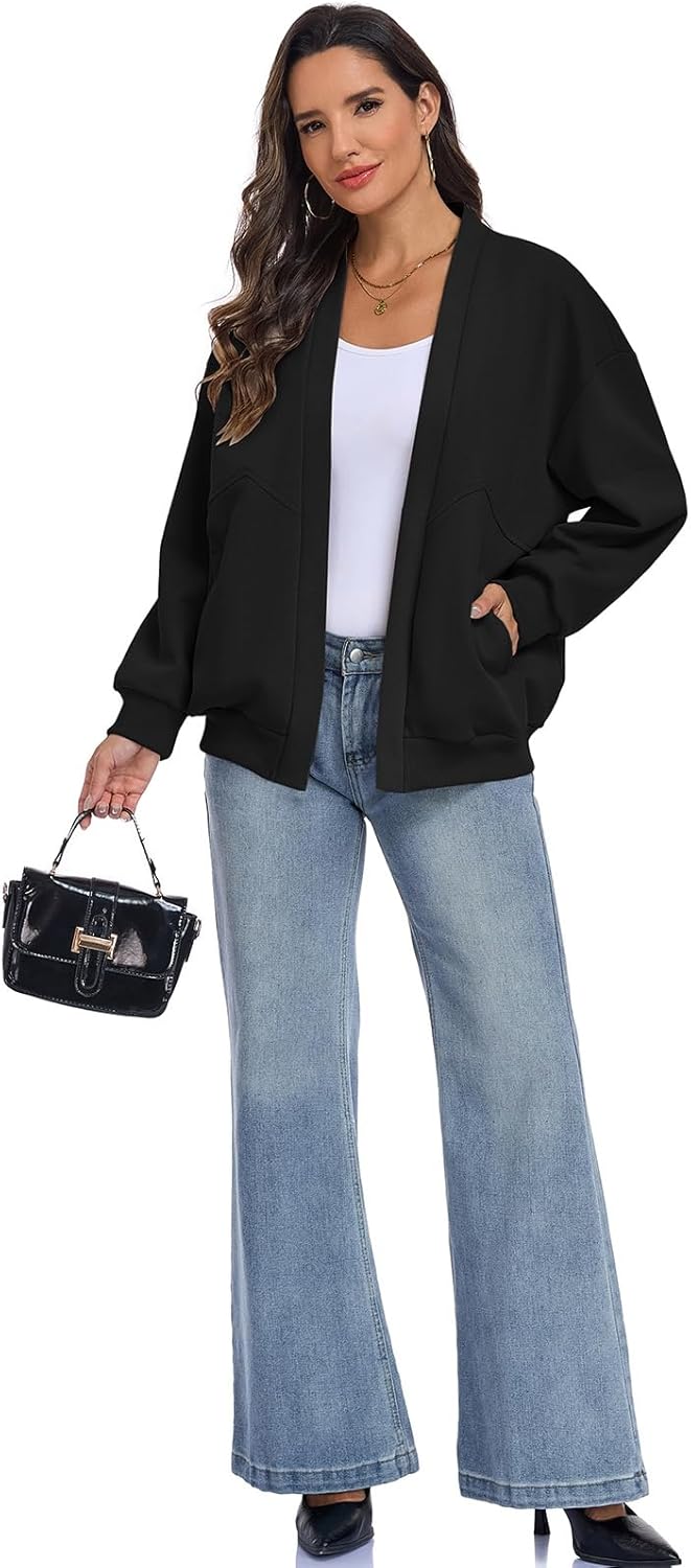 Women's Oversized Cardigan Loose Lightweight Open Front Sweatshirt Casual Long Sleeve Athletic Jackets - Image 7