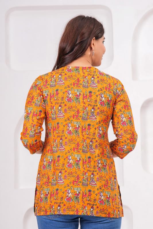 Image of SIROTA Rayon Short Top for Women | Tunic for Jeans | Western Short Kurti | Stylish Straight Ladies Kurta | Ethnic Kurta for Girls