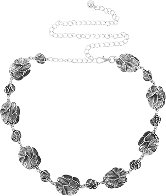 Metal Waist Chain Belt 120cm Adjustable 3d Flower Belt For Women - Stylish Floral Waist Chain For Dresses Jeans & Boho Outfits