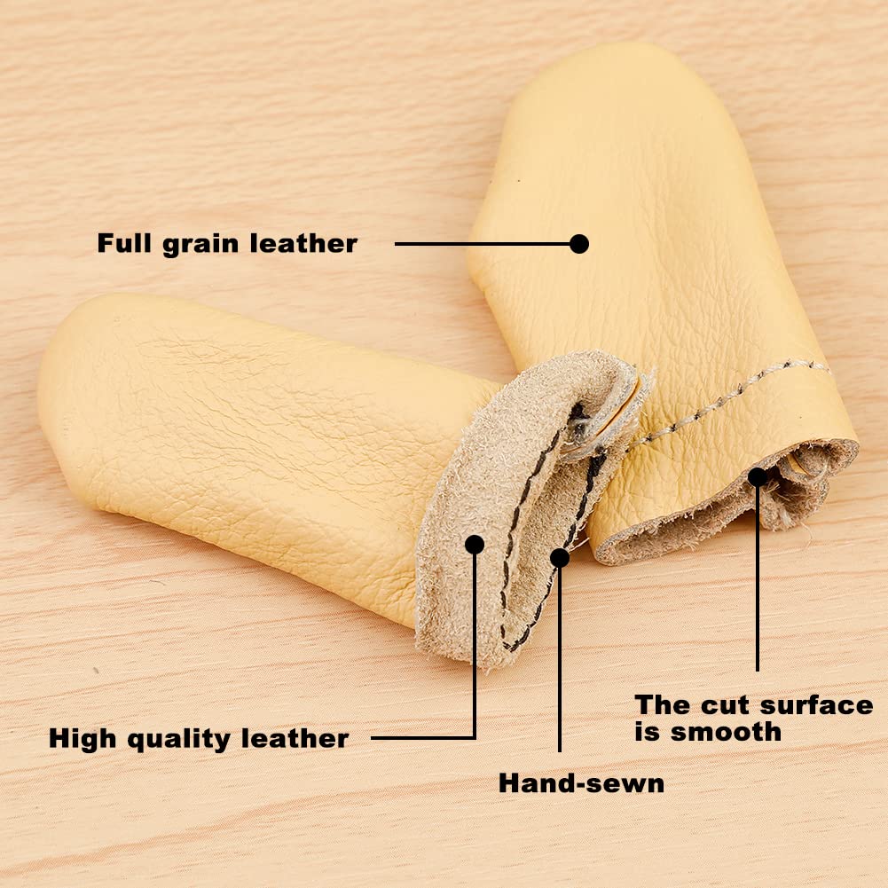 3 pares de protectores de dedos de cuero, agujas de fieltro, para tejer, dedal, herramientas para manualidades, costura, costura, fabricación a mano (color al azar)