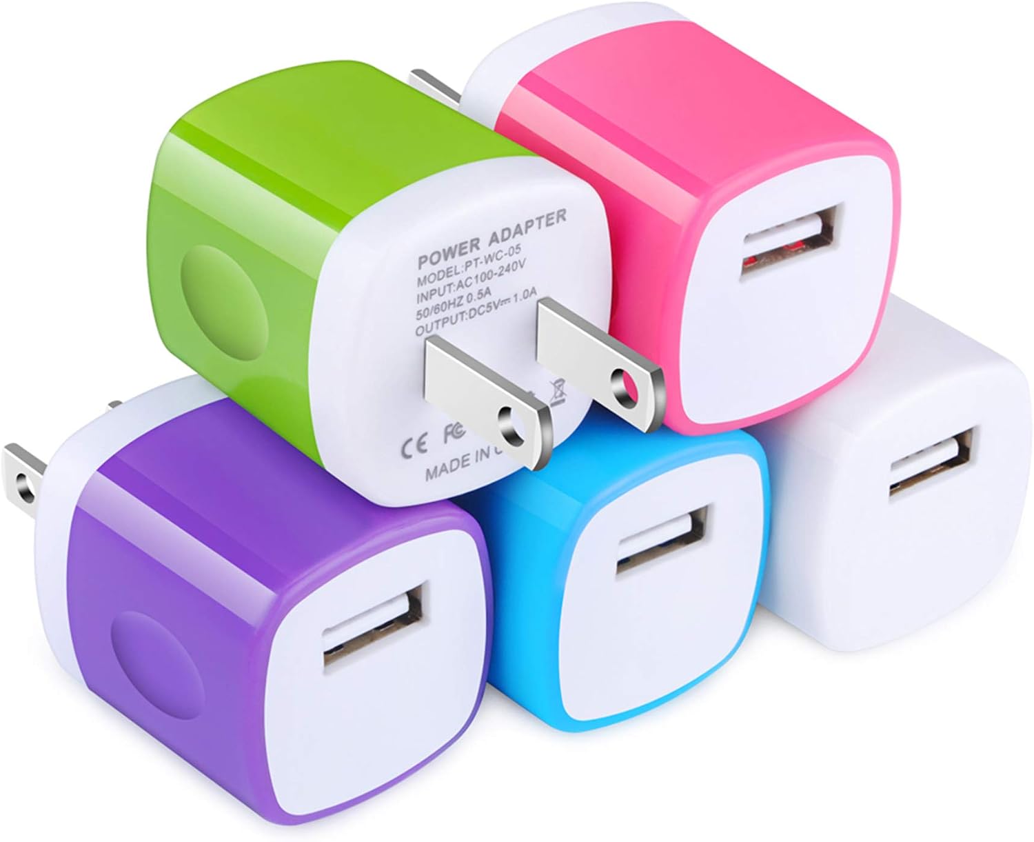USB Wall Charger,TePoo 5 Pack Single Port 1A/5V Charging Block Power Adapter Plug Compatible with iPhone Xs Max/XR/X/8/7/6S/5,Samsung Galaxy S10e/S9/S8 Plus/Note 9 8,LG G8 G7,Moto,Pixel,Nexus,Android