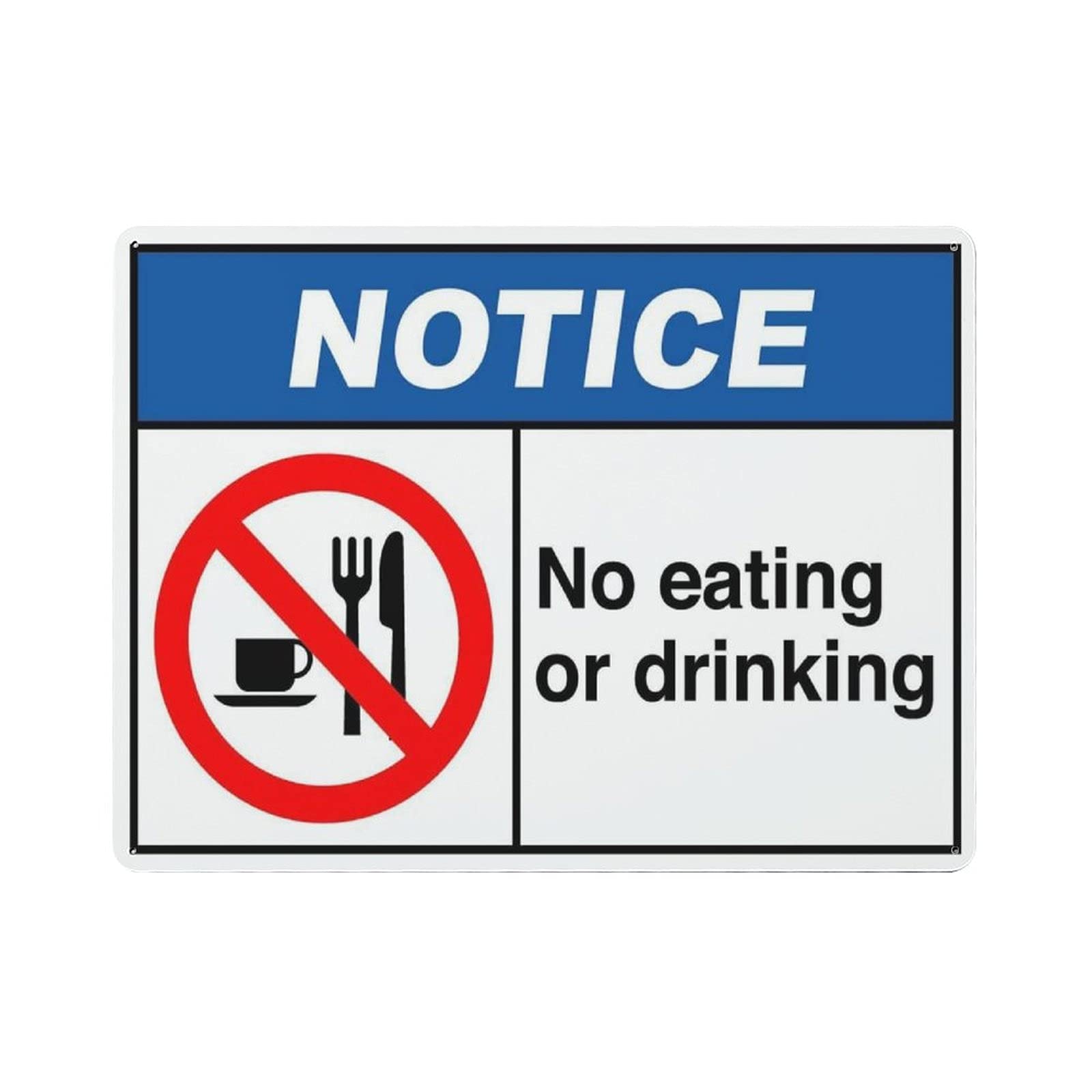 Metal Tin Sign No Eating Or Drinking Notice Vintage Tin Poster Metal Sign Wall Decoration Country Kitchen Home Garage Decor 12"x16"