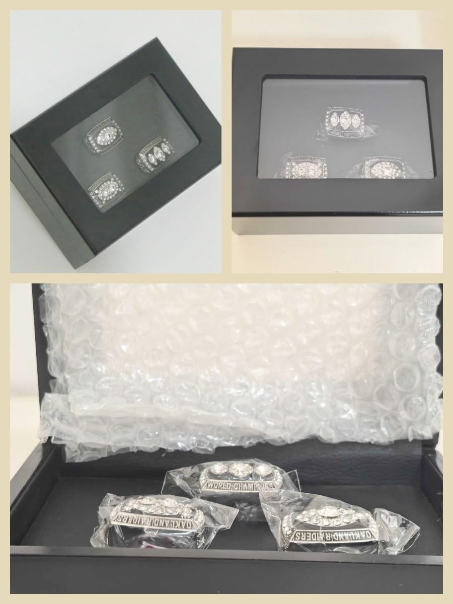 TREASURE FOOTBALL CHAMPIONSHIP RING 1976 1980 1983 RaiderTM & LUXURY LEGEND VICTORIOUS RARE SPORTS FAN GIFT SERIES - WITH SANDALWOOD BOX HOLIDAY SHOW COLLECT