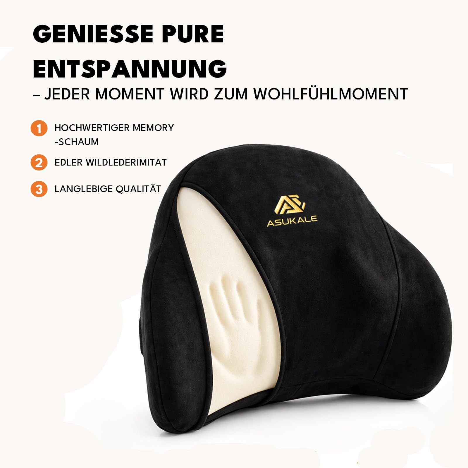 Shiatsu Massagekissen mit 8 Köpfen & Wärmefunktion, Premium Rückenmassagegerät für Bürostuhl Gaming Stuhl, ergonomisches Lendenkissen mit Memory Foam und Typ-C (Schwarz)