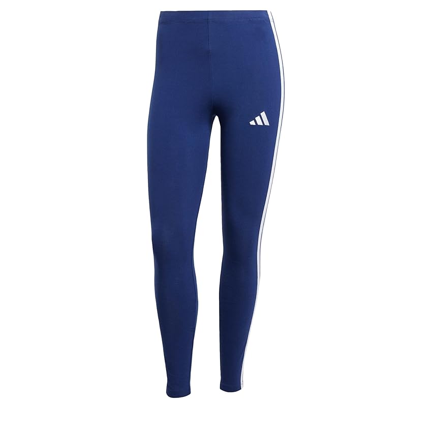 adidas Donna Essentials 3-Stripes Cotton Leggings, Dark Blue/White, L