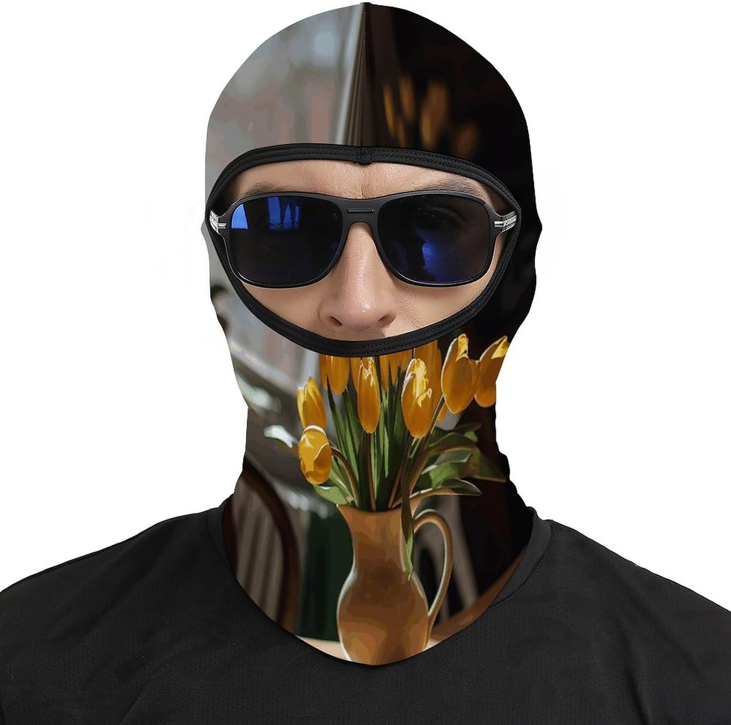 Flowers on Table Face Mask Windproof Full Face Mask Reusable Dust Mask for Women Men Cycling Travel