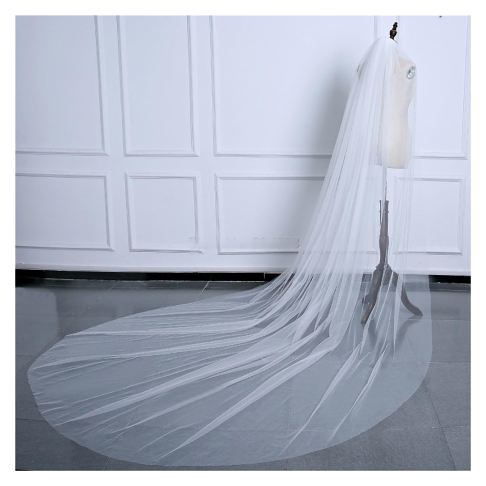 Ślub Jednowarstwowy Prosty Welony ślubne Tiulowy welon dla panny młodej z grzebieniem (Color : Ivory, Size : 300cm)