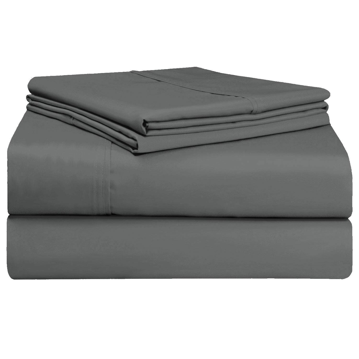 Pizuna Set Lenzuola letto singolo Cotone 90x200 cm Grigio Scuro, 400 fili con trama Sateen in 100% Cotone a fiocco lungo Completo lenzuola con 1 lenzuolo con angoli, 1 lenzuolo sopra, 1 federa