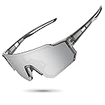 STORYCOAST Polarized Sports Sunglasses for Men Women,Driving Fishing Cycling Mountain Bike Sunglasses UV400 Protection Clear Gray Frame-Silver Mirror Lens