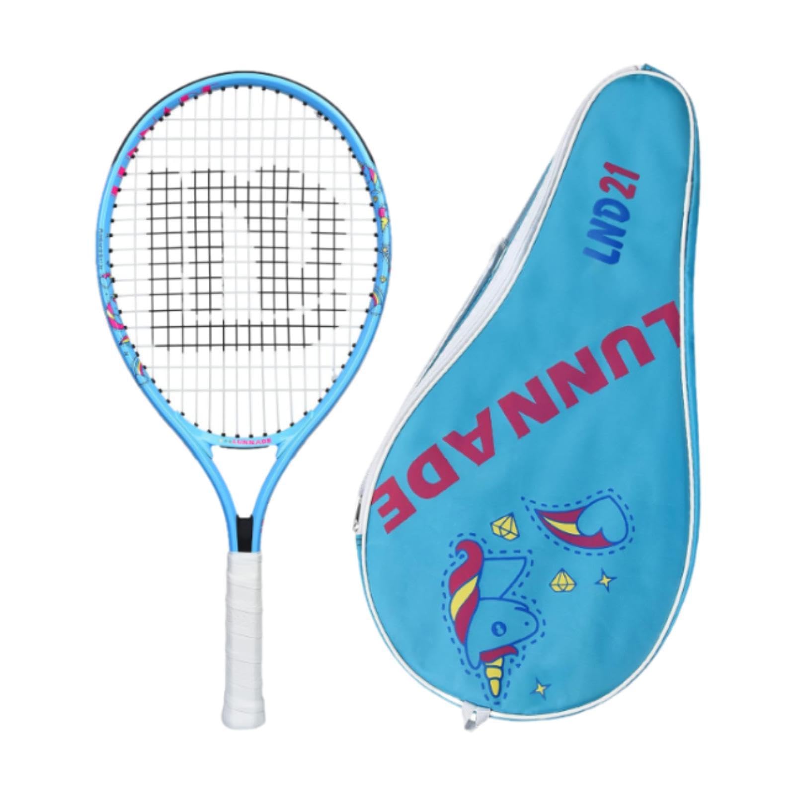 Milageto Raqueta de Tenis para Niños Ligera Construcción Carbono Cuerda Nailon Mango Cómodo Antichoque Entrenamientos Principiantes Adecuada para Parques
