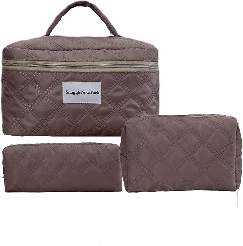 SnuggleNovaPack Conjunto com 3 necessaires organizadoras de cosméticos e artigos de higiene, marrom