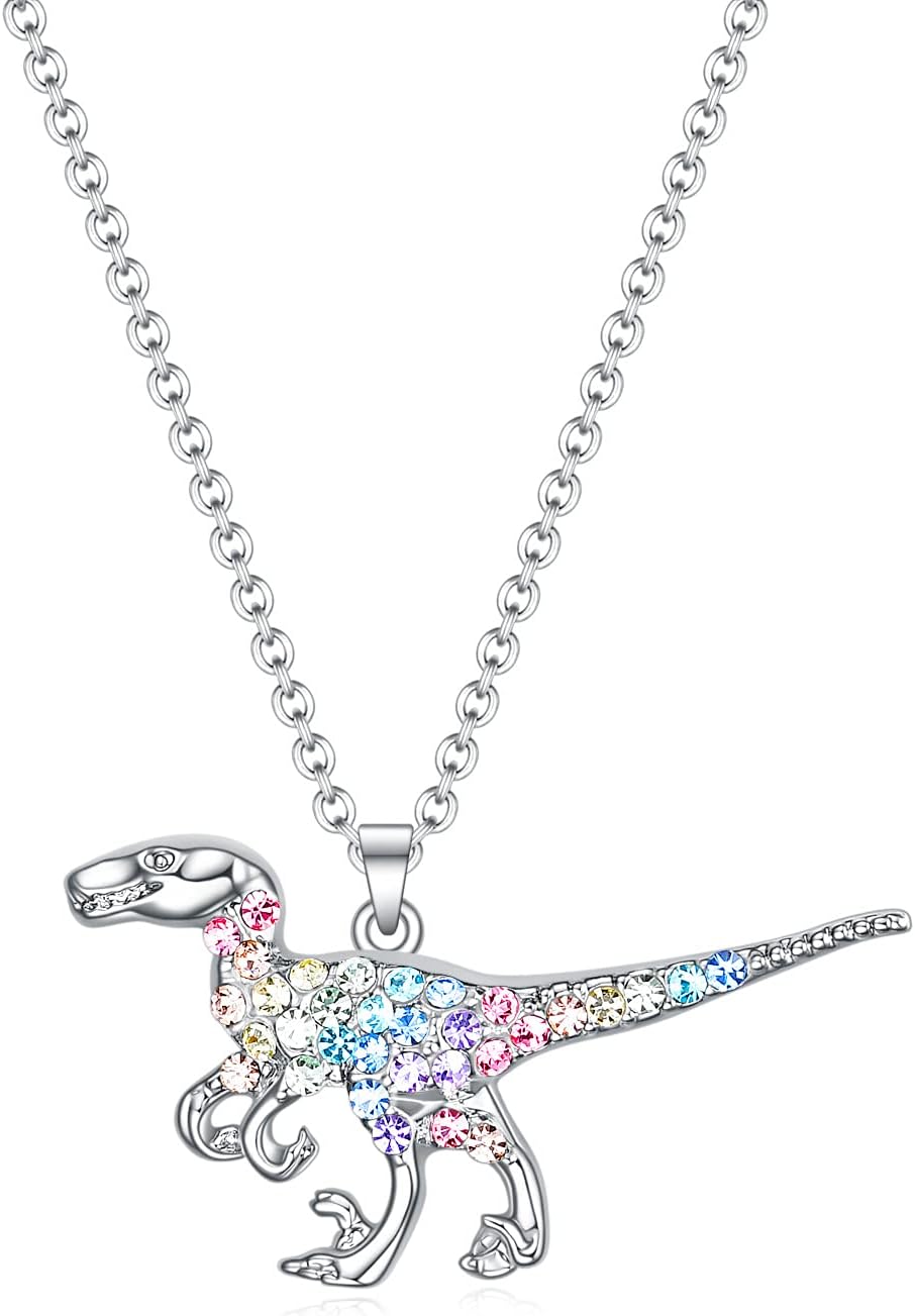 luomart Girls Dinosaur T-Rex Charm Necklace Jewelry Gift,Animal Lover Gifts Pendant for Women