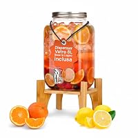 Avilia - Dispenser Bevande in Vetro 8 Litri con Rubinetto in Alluminio