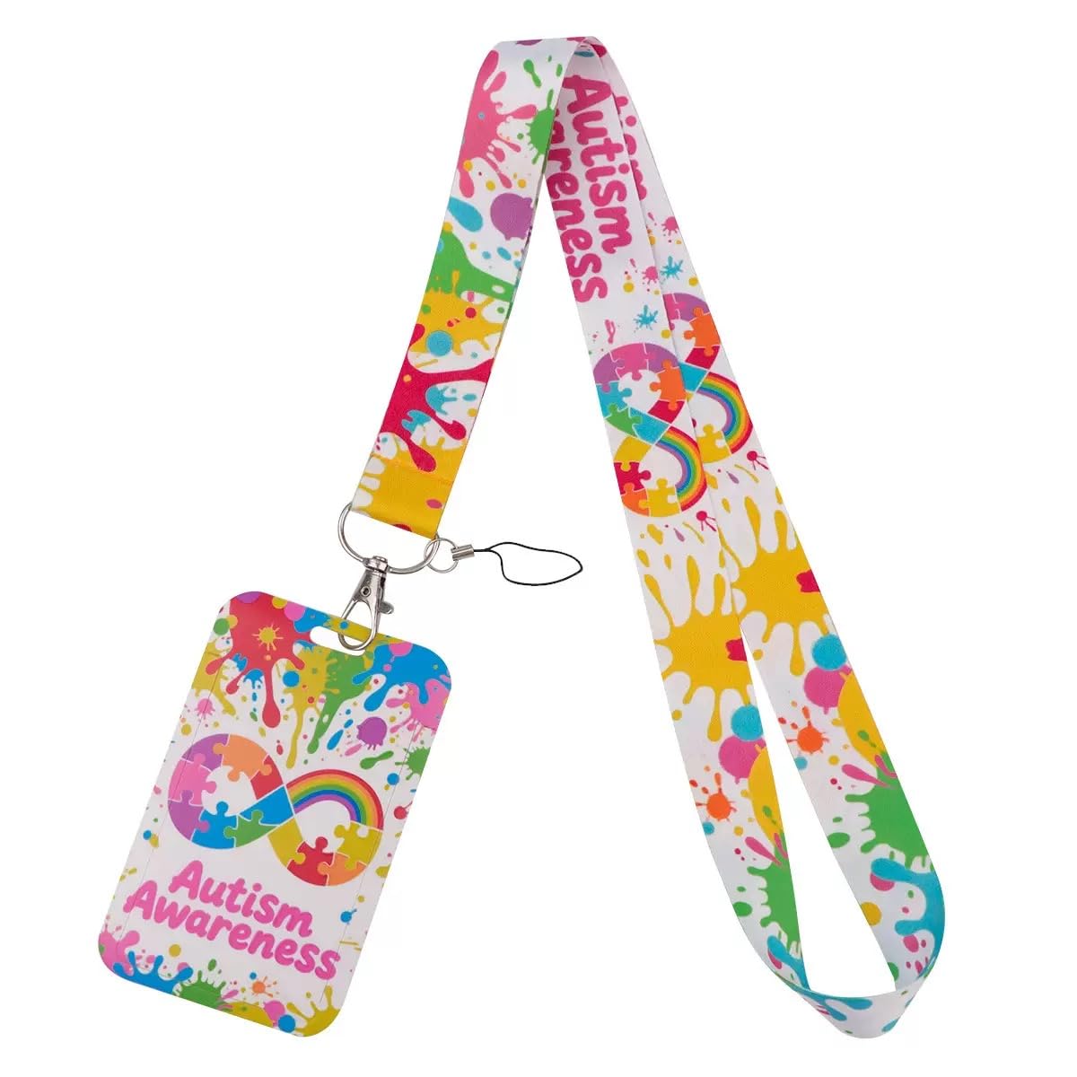 Autism Awareness ID Badge 1Pcs ADHD Lanyard with Card Holder, Mental Health Support Gifts, Hidden Disability Card, for Kids Teens Girls Boys Women Men for ID Badge (B)