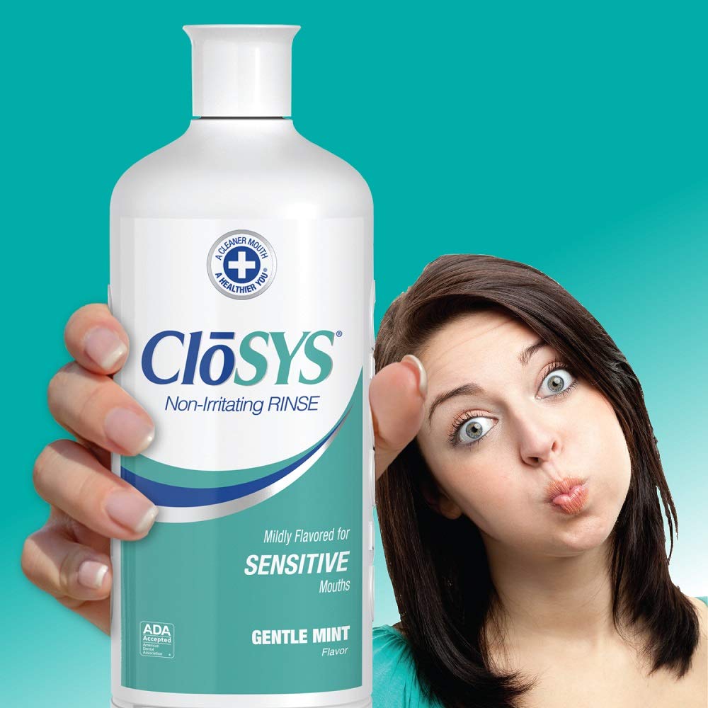 CloSYS Sensitive Mouthwash, Pack of 48 Pefect for Dental Offices, Gentle Mint, Alcohol Free, Dye Free, pH Balanced, Helps Soothe Mouth Sensitivity, Fights Bad Breath, 3.4oz Mouth Rinse TSA Approved