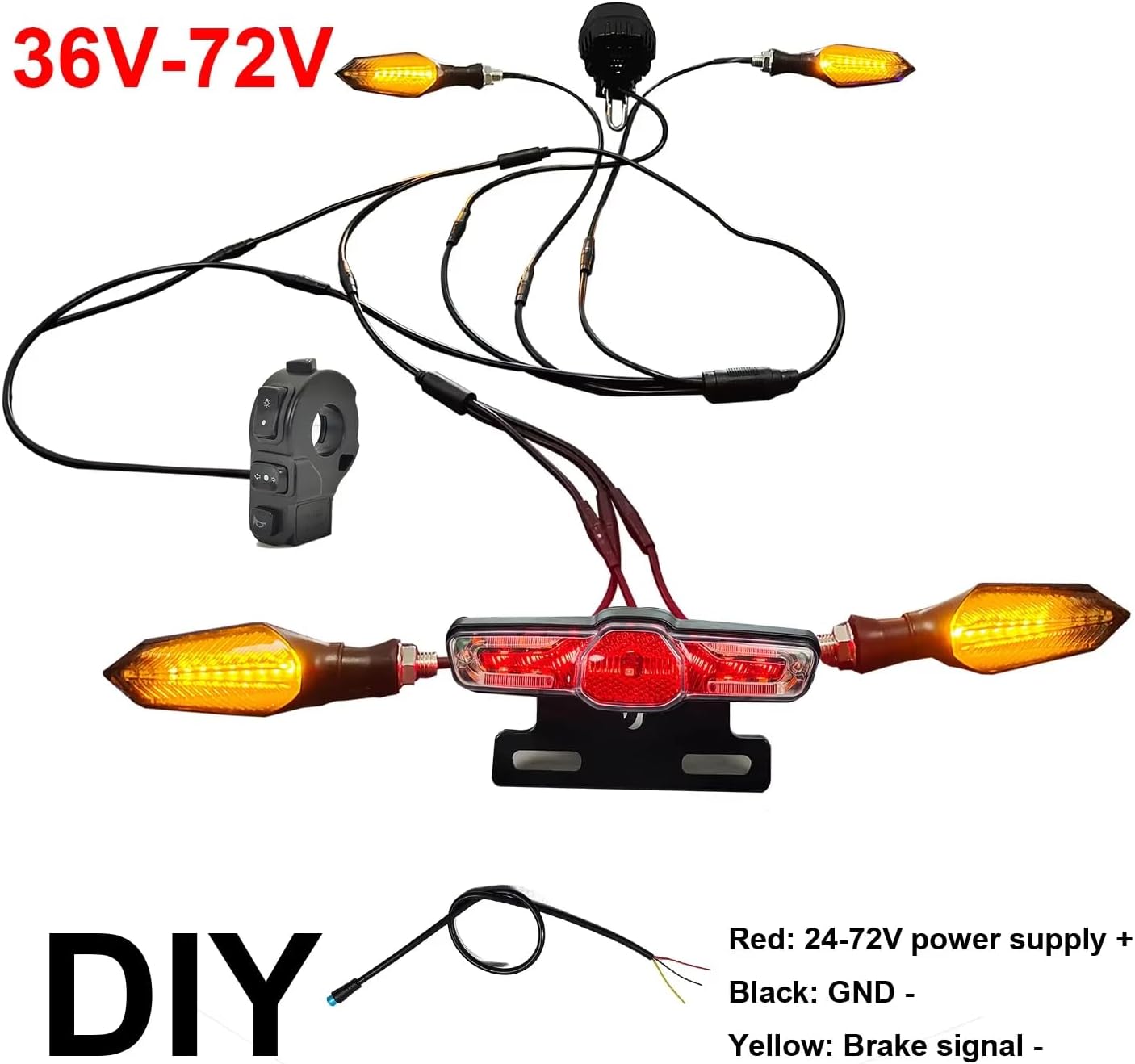 Wiring diagram for the Ebike Light Kit showing connections for power, ground, and brake signal