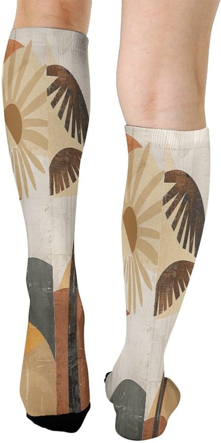 Abstract Palm Tree Knee High Soccer Socks Moisture Wicking