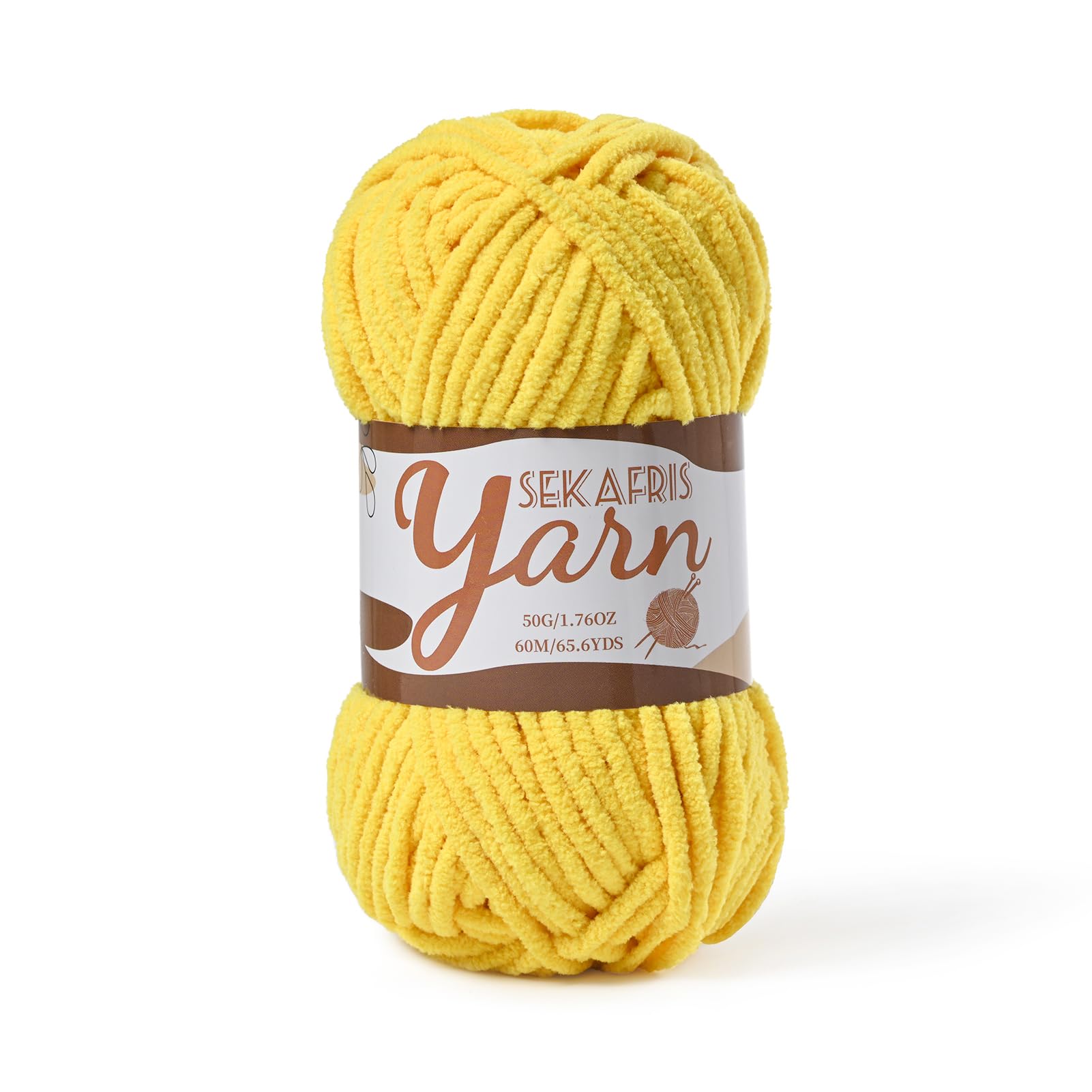 Chenille Yarn for Crocheting Plush Blanket Crochet Yarn Golden Yellow