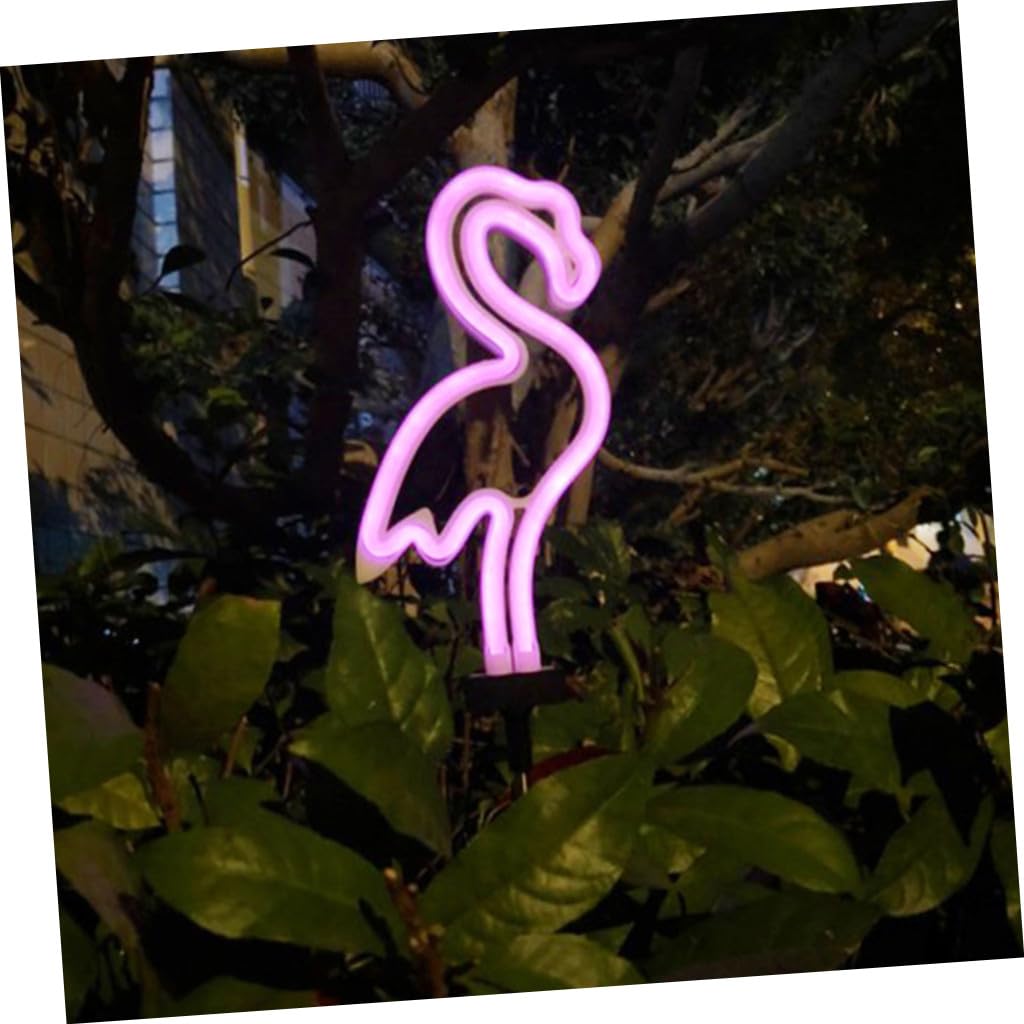 Angoily Solar Gartenleuchten 2 Stück Neon Flamingo Kaktus LED Außenleuchten Wetterfeste Solarleuchten für Terrasse und Garten Dekoration mit Bodenmontage