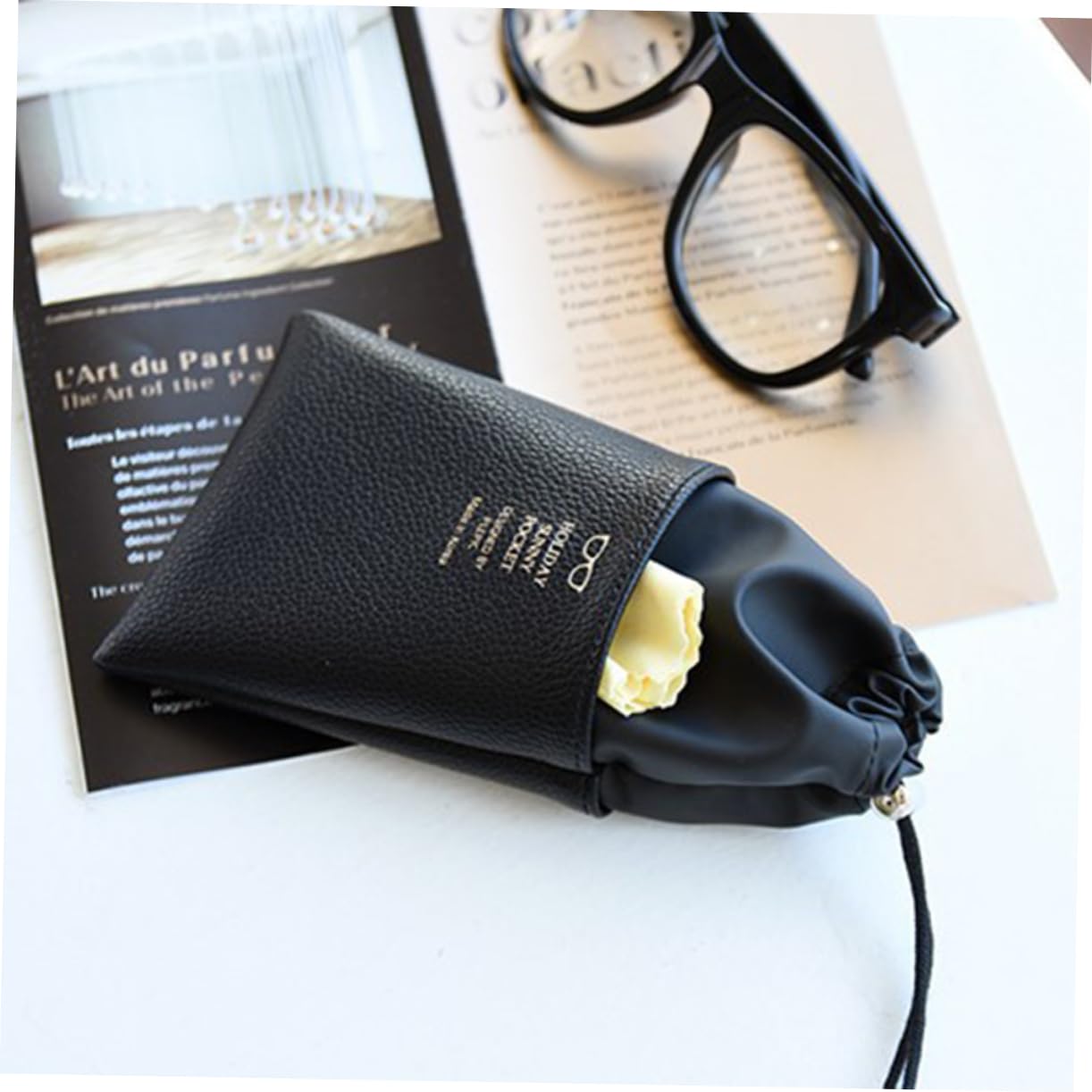 Weiche Brillenetui, Schutzhülle Brillenaufbewahrung Einfache Brillentasche Gürtel Mundtasche Brillentasche Tasche Bruchfeste Oberflächenaufbewahrungstasche (Color : Black, Size : 22 * 12cm)