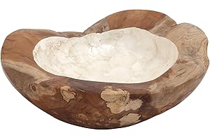 Live Edge Teak Wood Capiz Shell Natural Bowl