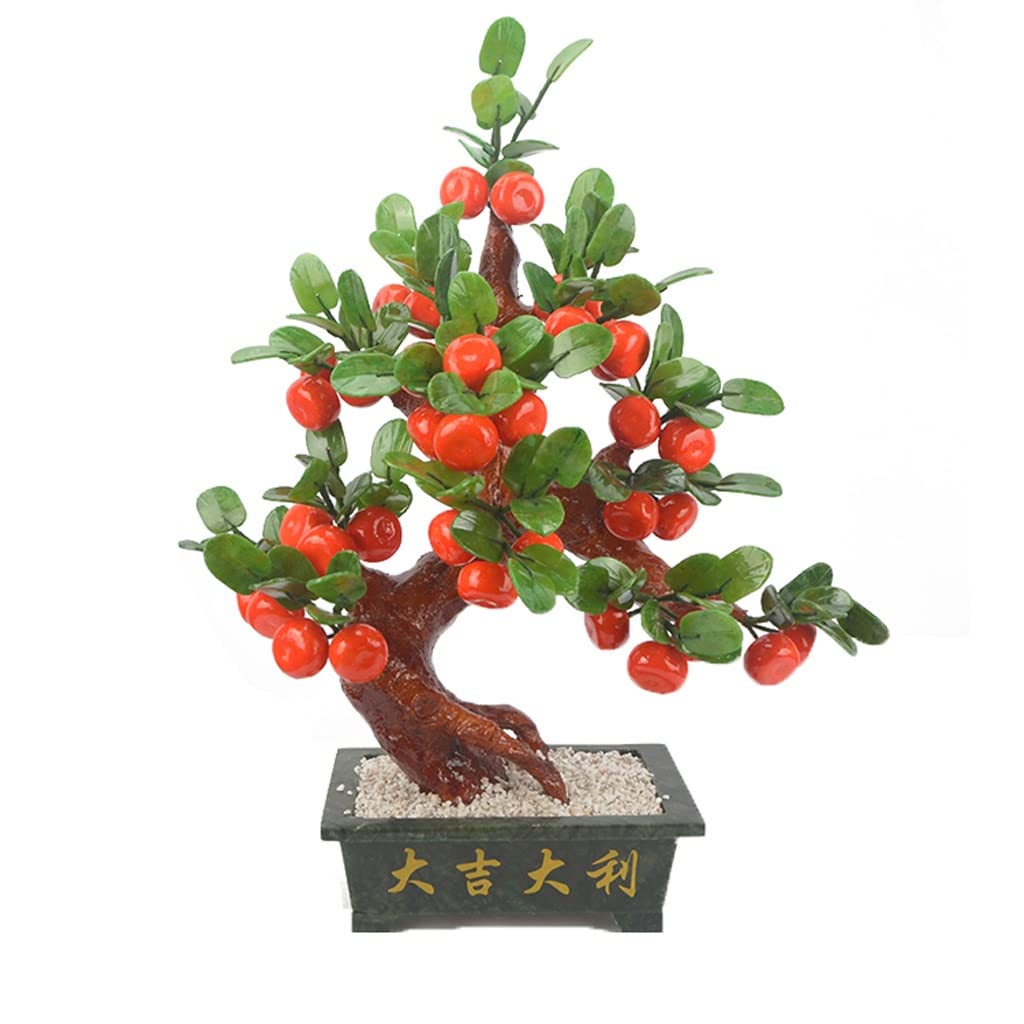 HCZKIUJY Luck and Wealth Crystal Tree Jade Bonsai Orange Tree Auspicious Rich Tree Living Room Home Furnishing Decoration Lucky Meditation Decoration Creative Gift Chakra Money Tree (C)