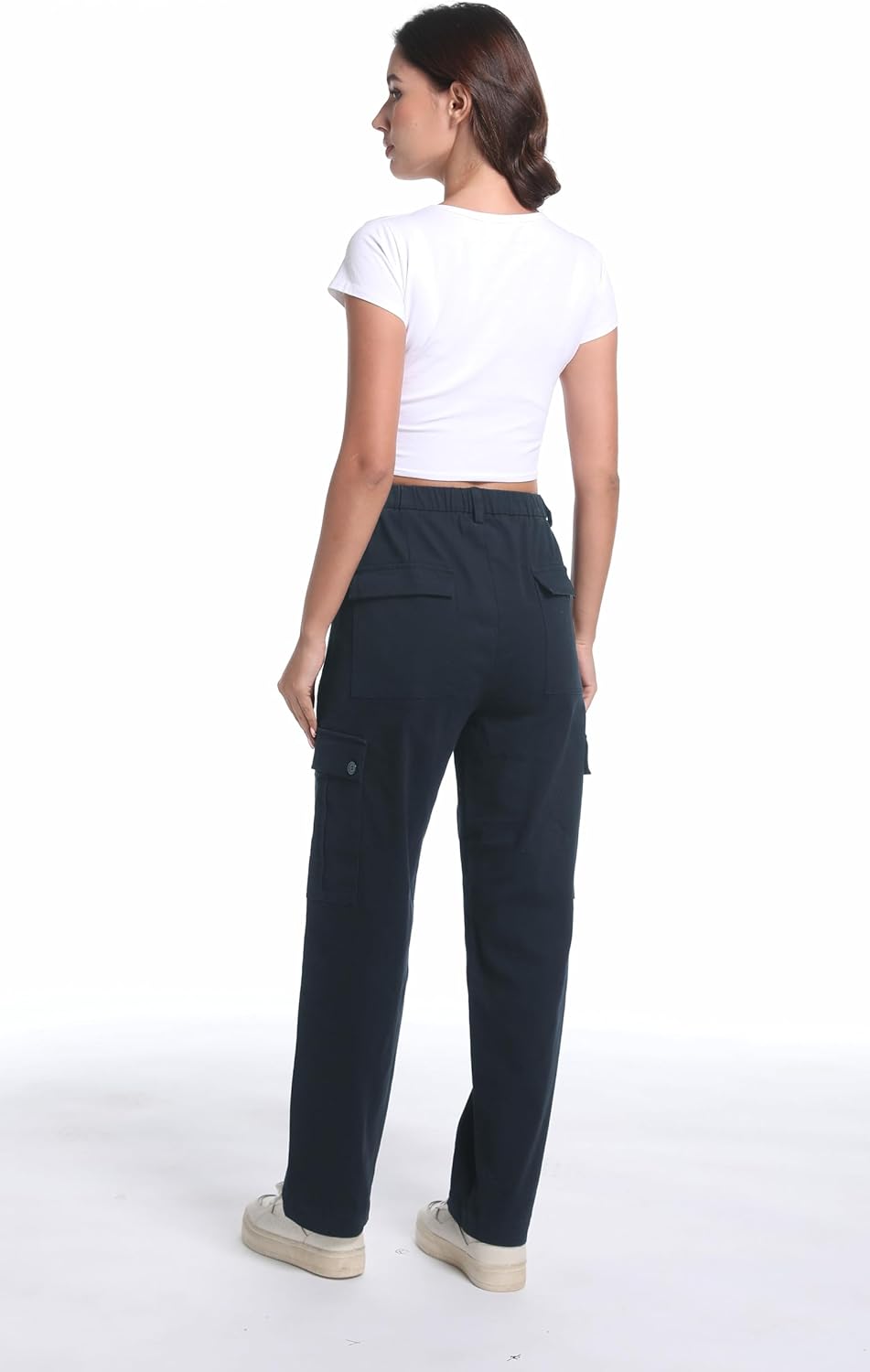 Tronjori Womens Cargo Pants High Waisted Casual Utility Trousers Stretch Straight Leg Streetwear Y2K - Image 5