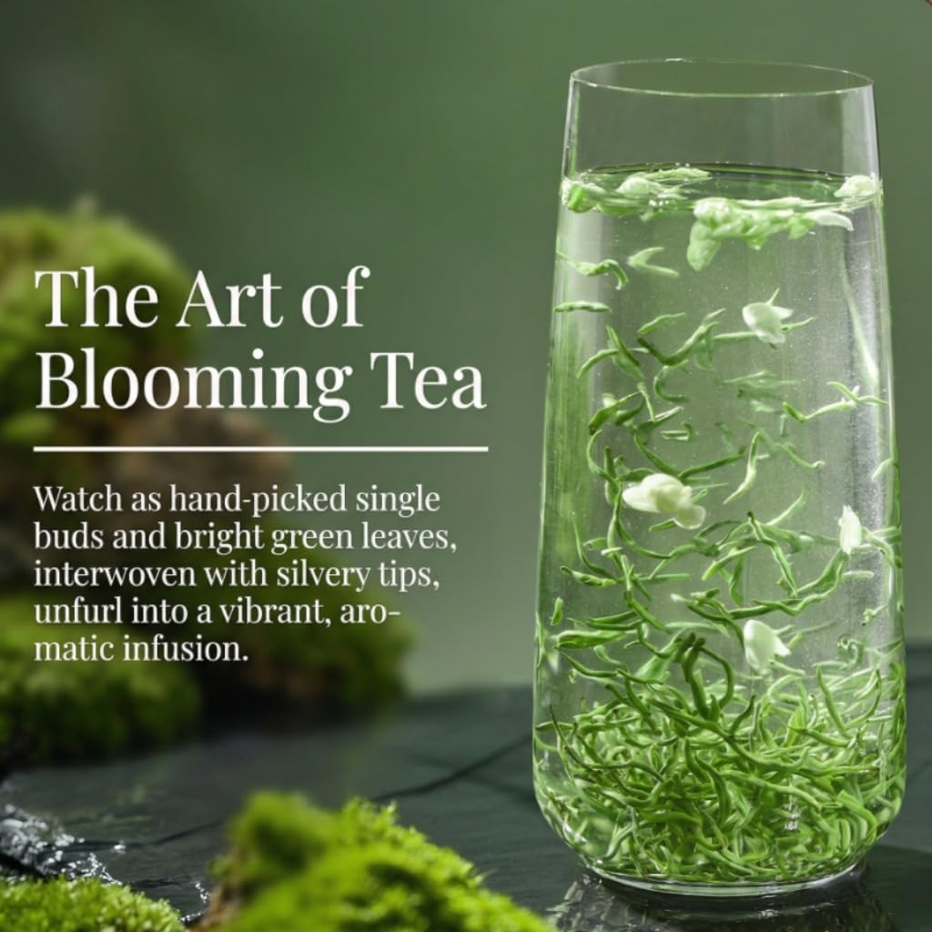 Tè Verde Jasmine Piaoxue 500g | Tè Verde in Foglie Sciolte Con Fiori Di Gelsomino 17,64oz | Ricco Aroma Floreale, Fragranza Piena | Ideale Per Il Consumo Quotidiano