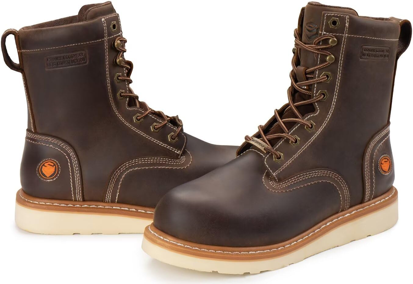 SUREWAY Men's 8" Waterproof Steel-Toe Logger Work Boot,Superior Oil/Slip Resistant,Thicker Full Grain Leather,Wedge Rubber Sole,EH Rated - Image 6